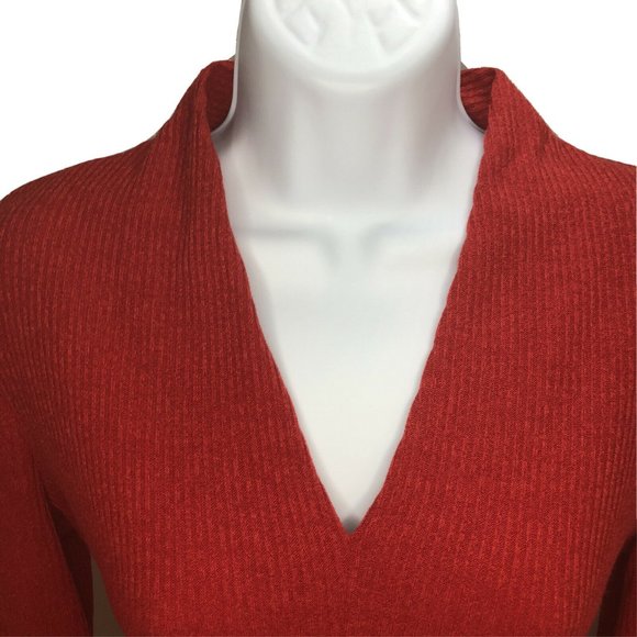 DKNY Woman Red Top Tank Dress Sweater Shirt, V Nec - Picture 5 of 7
